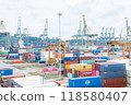 Colorful containers line the port of Singapore 118580407