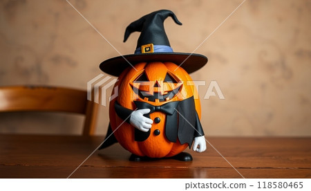 PUMPKINS FRUIT WITH HAT  ILLUSTRATION 118580465