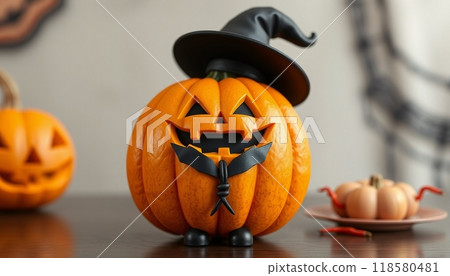 PUMPKINS FRUIT WITH HAT  ILLUSTRATION 118580481