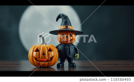 PUMPKINS FRUIT WITH HAT  ILLUSTRATION 118580493
