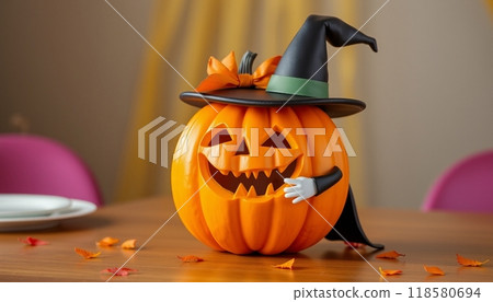 PUMPKINS FRUIT WITH HAT  ILLUSTRATION 118580694
