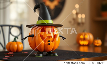 PUMPKINS FRUIT WITH HAT  ILLUSTRATION 118580695