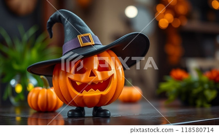 PUMPKINS FRUIT WITH HAT  ILLUSTRATION 118580714