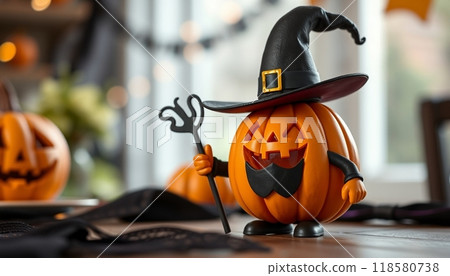 PUMPKINS FRUIT WITH HAT  ILLUSTRATION 118580738