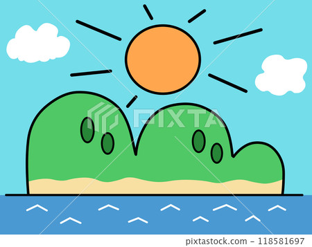 Clear sky, sea and island Clear sky, sea and island 118581697