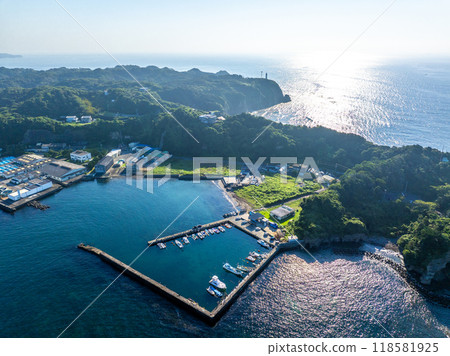 沐浴在夏日清晨陽光的勝浦漁港（千葉縣勝浦市） 118581925