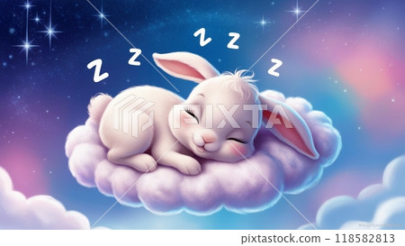 可愛的兔子夢想睡在雲端 118582813