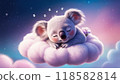 可愛的無尾熊夢見睡在雲上 118582814
