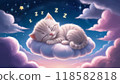 可愛的貓夢見睡在雲上 118582818