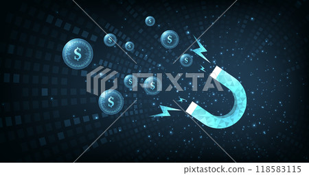Money magnet with lightning on a dark blue background. Money magnet with lightning on a dark blue background. 118583115