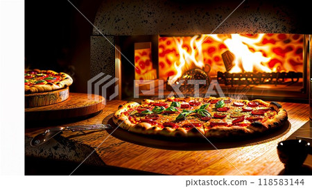 Gourmet image: freshly baked pizza 118583144