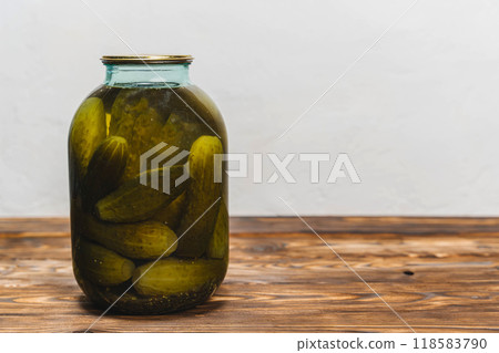 Jar of Pickles on Wooden Table Jar of Pickles on Wooden Table 118583790