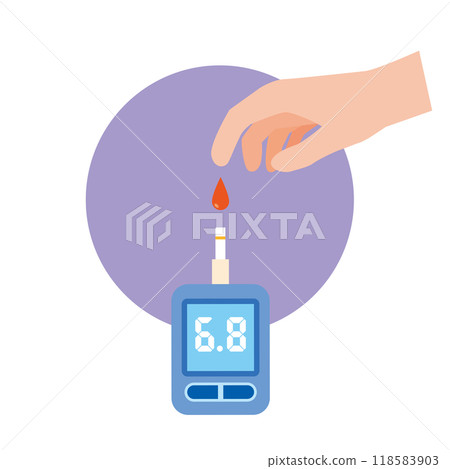Illustration of blood glucose measurement 118583903