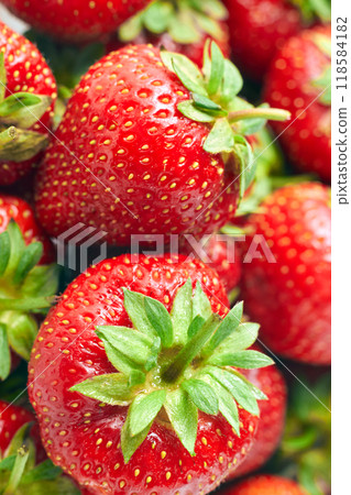 juicy ripe strawberries close up 118584182