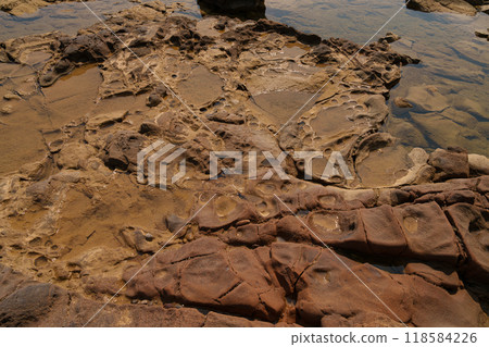Eroded Coastal Rocks with Tidal Pools and Unique Patterns Eroded Coastal Rocks with Tidal Pools and Unique Patterns 118584226