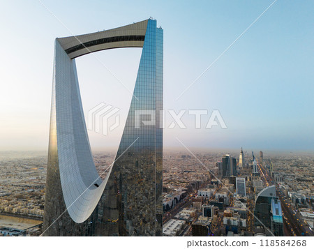 Drone shot flying. Saudi Arabia. Riyadh. Sunrise. Drone shot flying. Saudi Arabia. Riyadh. Sunrise. 118584268