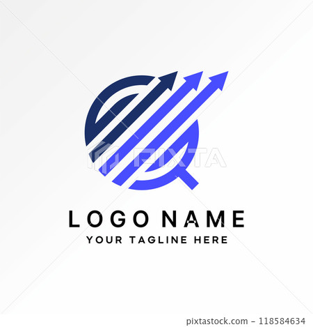 Logo design graphic concept creative premium vector stock initial line GQ or G font three arrows tranding increase. Related monogram typography brand 118584634