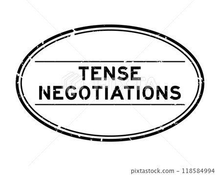 Grunge black tense negotiations word oval rubber seal stamp on white background Grunge black tense negotiations word oval rubber seal stamp on white background 118584994