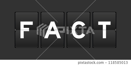 Black color analog flip board with word fact on gray background 118585013