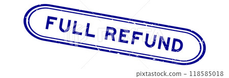 Grunge blue full refund word rubber seal stamp on white background Grunge blue full refund word rubber seal stamp on white background 118585018