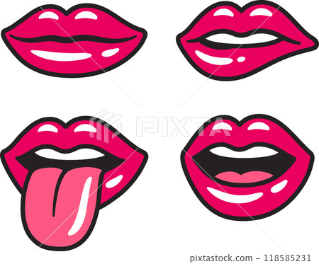 Red lips illustration set 118585231