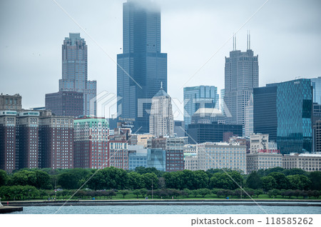 city of chicago skyline and street scenes city of chicago skyline and street scenes 118585262