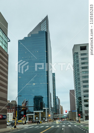 Minneapolis City Photo downtown skyline Minnesota early spring 118585283
