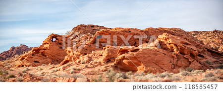 Valley of Fire Scenic Drive and winding roads in Nevada 118585457