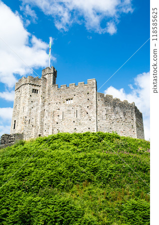 歷史悠久的卡迪夫城堡由磚石建成，矗立在威爾斯首都卡迪夫的一座小山上。 118585625