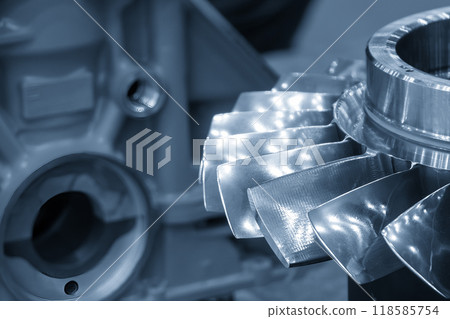 Closeup scene the aerospace parts in the light blue scene. 118585754