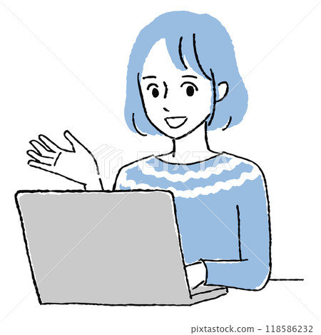 使用一台筆記本電腦的女人 118586232