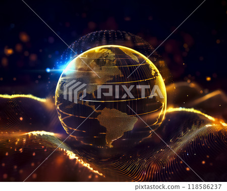 藍色地球和許多粒子圖片素材 藍色地球和許多粒子圖片素材 118586237