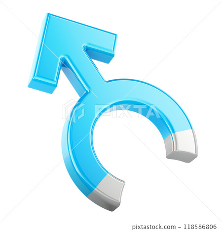Male gender symbol as horseshoe magnet, 3D rendering 118586806