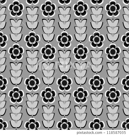 Flower gray black seamless pattern. . Vector illustration 118587035