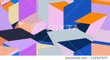 3d isometric background pattern. Geometric vector illustration. Color print. 118587037