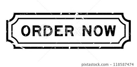 Grunge black order now word square rubber stamp on white background Grunge black order now word square rubber stamp on white background 118587474