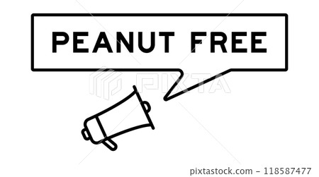 Megaphone icon with speech bubble banner in word peanut free on white background 118587477