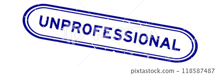 Grunge blue unprofessional word rubber seal stamp on white background 118587487
