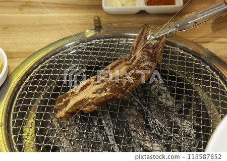 korea bbq. Grilled Marinated Galbi LA galbi 118587852