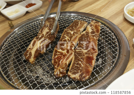 korea bbq. Grilled Marinated Galbi LA galbi korea bbq. Grilled Marinated Galbi LA galbi 118587856