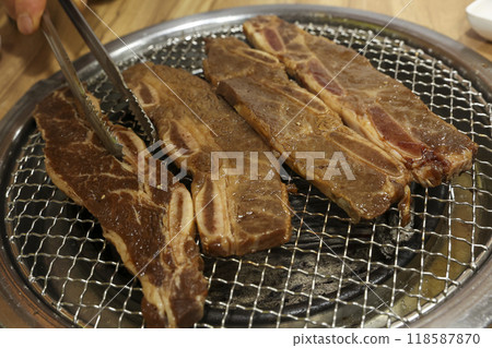 korea bbq. Grilled Marinated Galbi LA galbi korea bbq. Grilled Marinated Galbi LA galbi 118587870