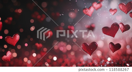 Colorful heart decorations sparkle in a festive setting filled with love and joy 118588267