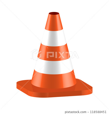 plastic orange white traffic cone. Vector illustration 118588451