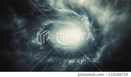 A swirling galaxy featuring a bright center surrounded by dark cosmic clouds in space A swirling galaxy featuring a bright center surrounded by dark cosmic clouds in space 118588759