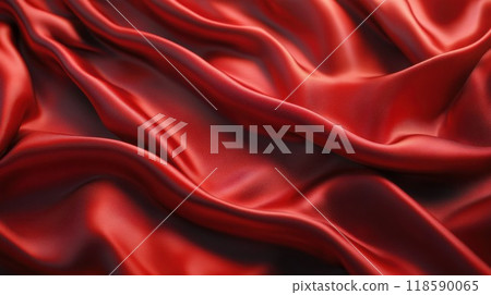Close up of beautiful red satin fabric with soft waves Close up of beautiful red satin fabric with soft waves 118590065