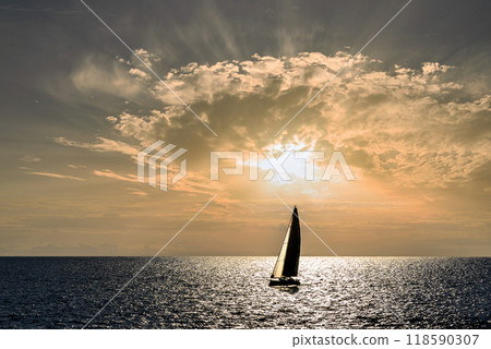 sunset, lighthouse, ocean 118590307
