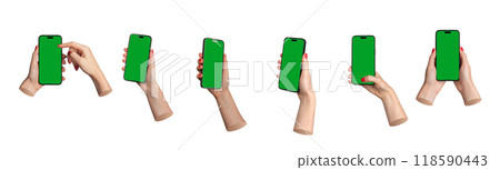 Berlin Germany July 21 2024 Hand holding mobile phone screen mockup, using smartphone display mock 118590443