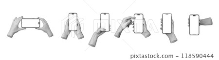 Berlin Germany July 21 2024 Hand holding mobile phone screen mockup, showing iphone smartphone 118590444