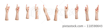 Index finger, forefinger pointing up, hand gesture, pointer for indicating, showing, advertising. Index finger, forefinger pointing up, hand gesture, pointer for indicating, showing, advertising. 118590643