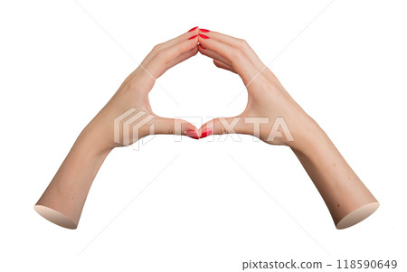 Two hands shaping circle form, isolated on white background Two hands shaping circle form, isolated on white background 118590649
